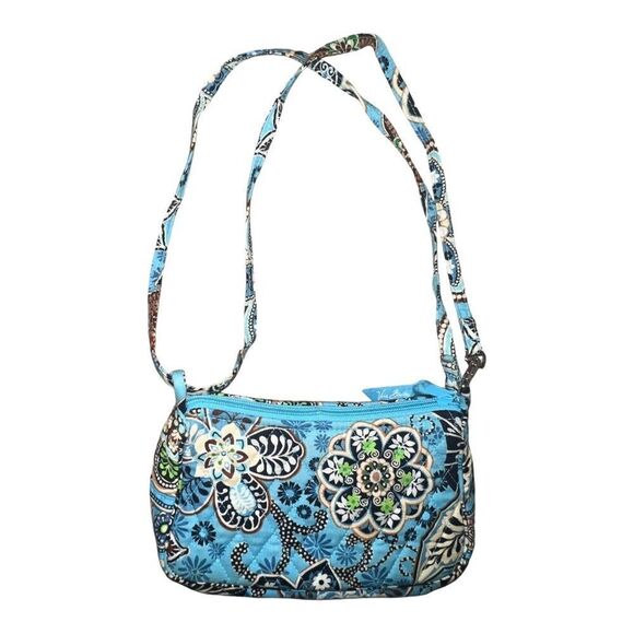 Vera Bradley Bali Blue Amy Crossbody Bag Purse Floral Tropical EUC - Picture 1 of 5